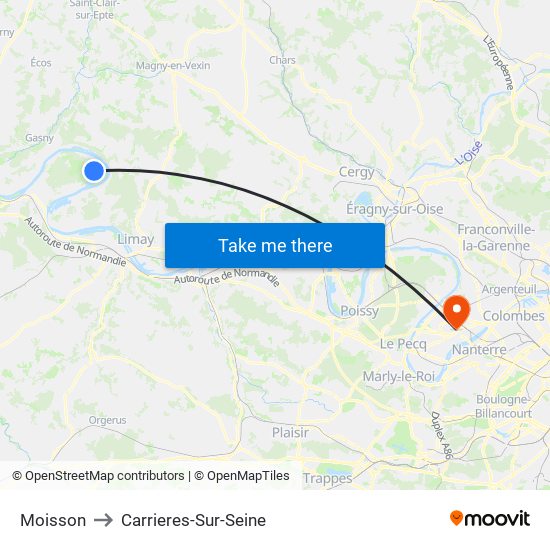 Moisson to Carrieres-Sur-Seine map
