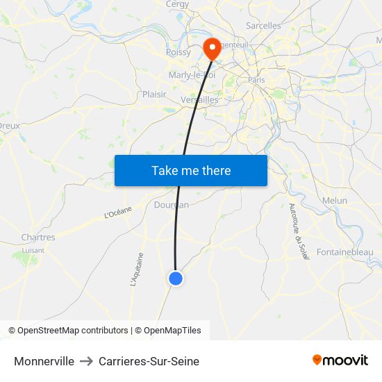 Monnerville to Carrieres-Sur-Seine map