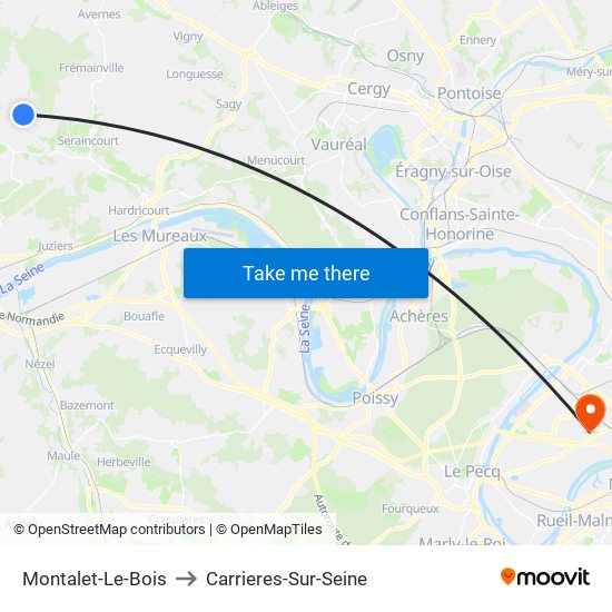 Montalet-Le-Bois to Carrieres-Sur-Seine map