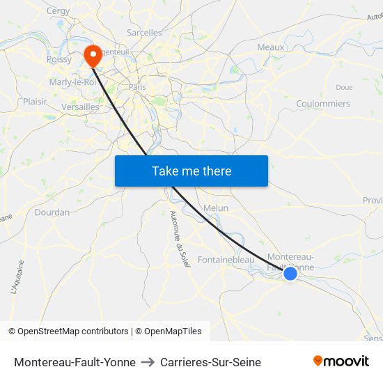 Montereau-Fault-Yonne to Carrieres-Sur-Seine map