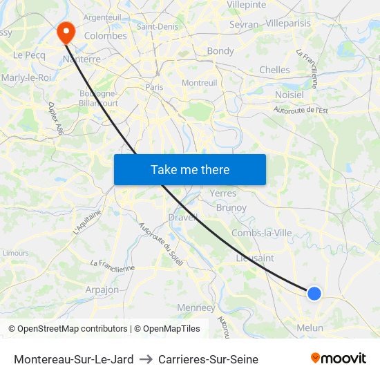 Montereau-Sur-Le-Jard to Carrieres-Sur-Seine map