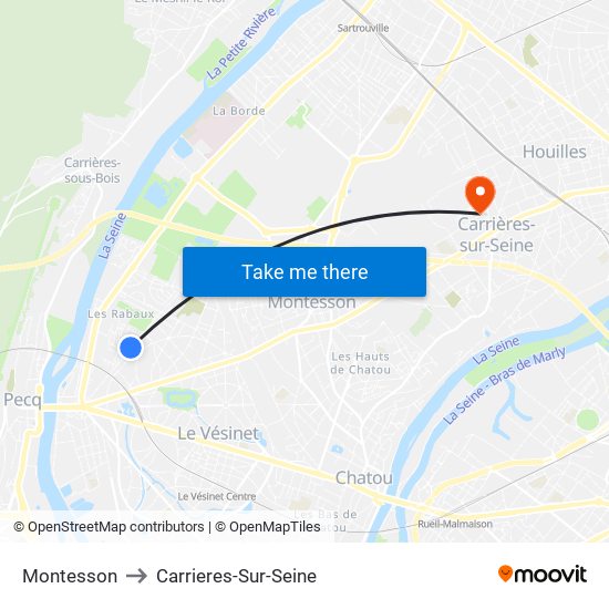 Montesson to Carrieres-Sur-Seine map