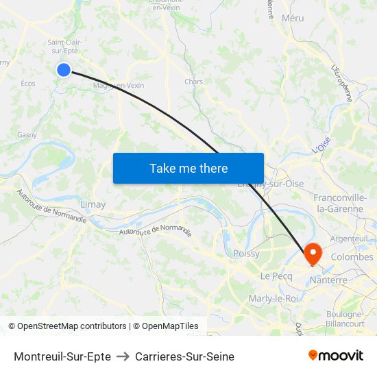 Montreuil-Sur-Epte to Carrieres-Sur-Seine map