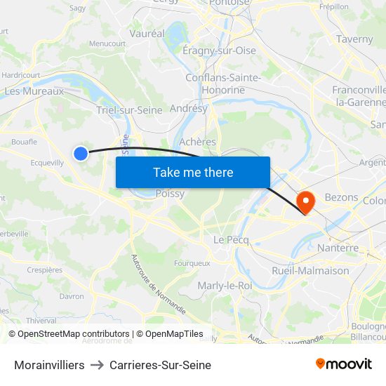 Morainvilliers to Carrieres-Sur-Seine map