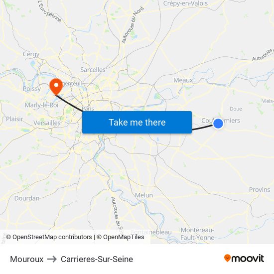 Mouroux to Carrieres-Sur-Seine map