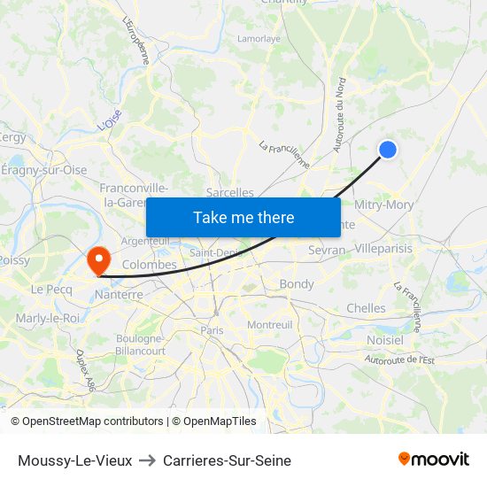 Moussy-Le-Vieux to Carrieres-Sur-Seine map