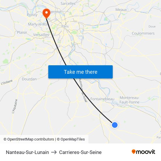 Nanteau-Sur-Lunain to Carrieres-Sur-Seine map