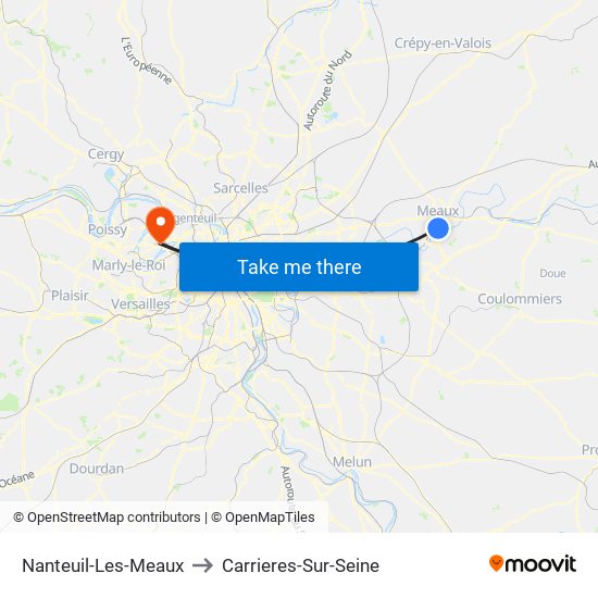 Nanteuil-Les-Meaux to Carrieres-Sur-Seine map