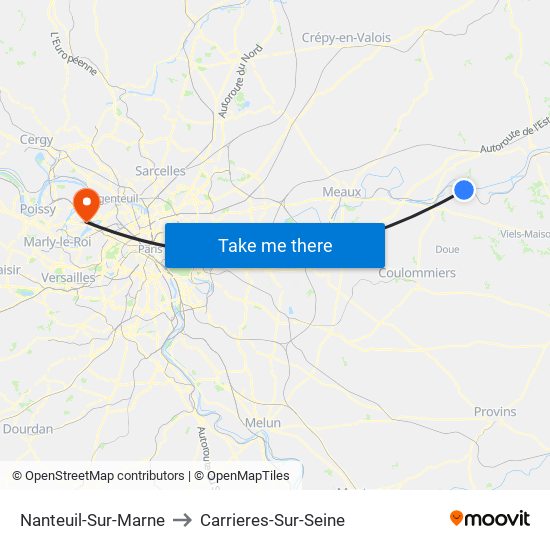 Nanteuil-Sur-Marne to Carrieres-Sur-Seine map