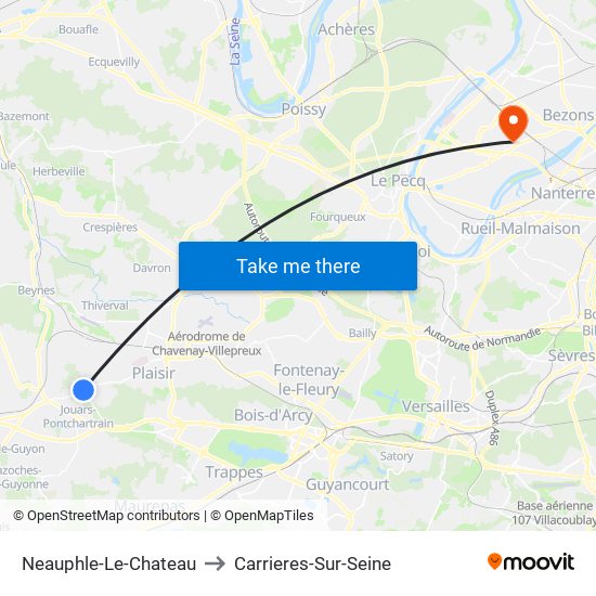 Neauphle-Le-Chateau to Carrieres-Sur-Seine map