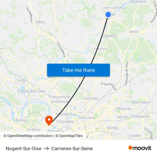 Nogent-Sur-Oise to Carrieres-Sur-Seine map