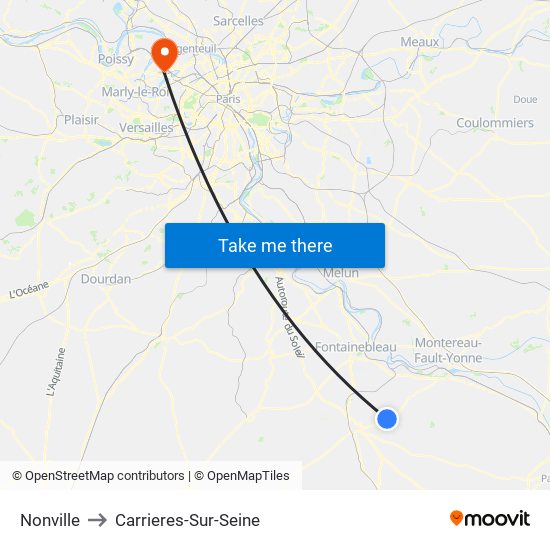 Nonville to Carrieres-Sur-Seine map