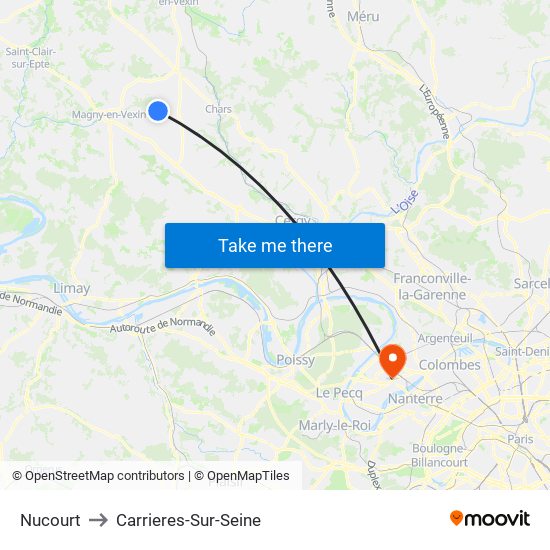 Nucourt to Carrieres-Sur-Seine map