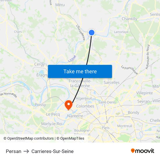 Persan to Carrieres-Sur-Seine map