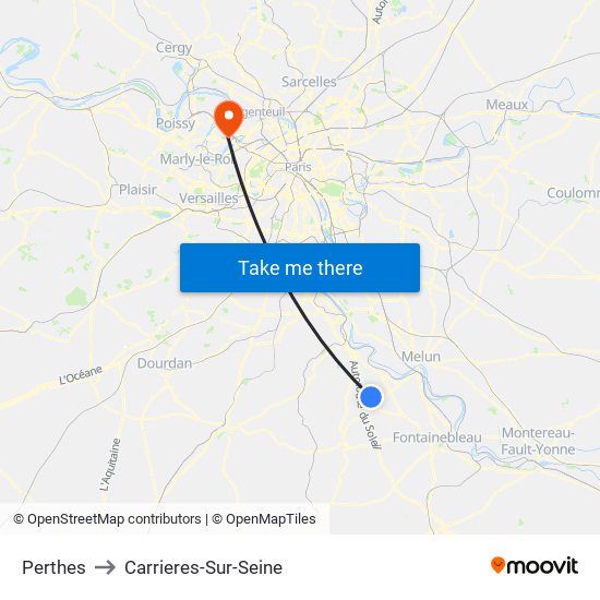 Perthes to Carrieres-Sur-Seine map