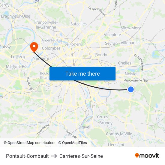 Pontault-Combault to Carrieres-Sur-Seine map