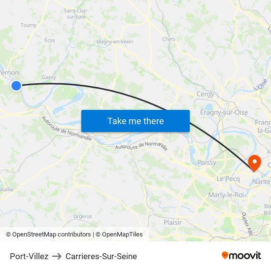 Port-Villez to Carrieres-Sur-Seine map