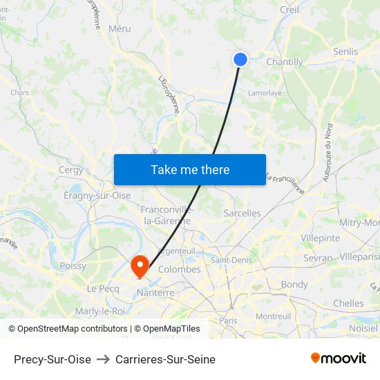 Precy-Sur-Oise to Carrieres-Sur-Seine map