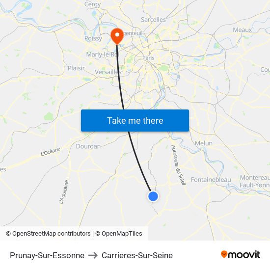 Prunay-Sur-Essonne to Carrieres-Sur-Seine map