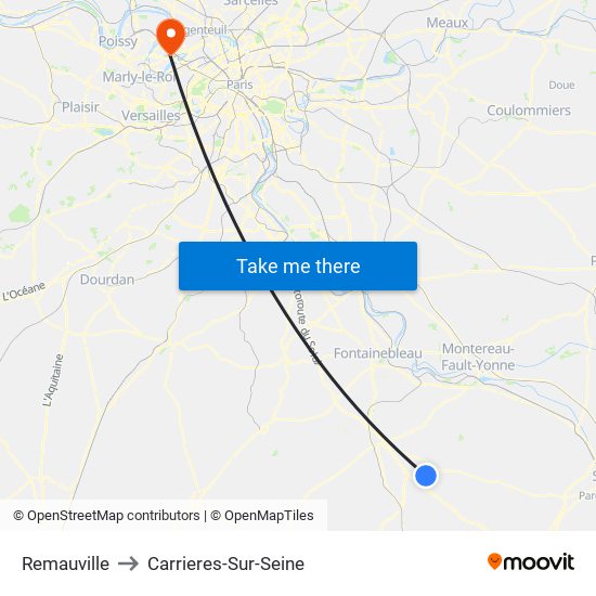 Remauville to Carrieres-Sur-Seine map