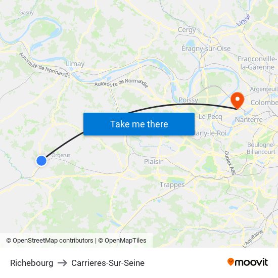 Richebourg to Carrieres-Sur-Seine map