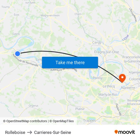 Rolleboise to Carrieres-Sur-Seine map