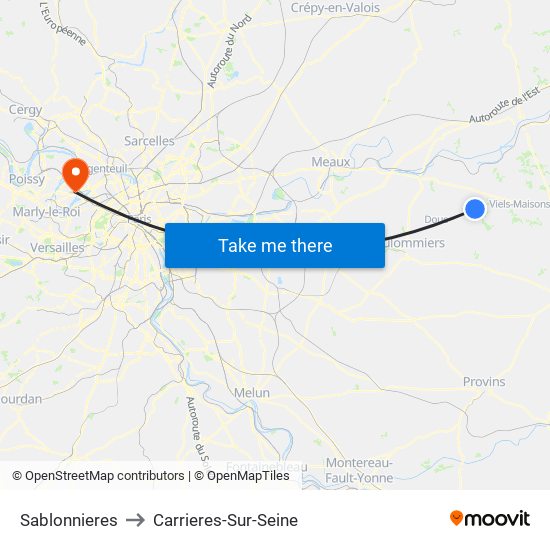 Sablonnieres to Carrieres-Sur-Seine map