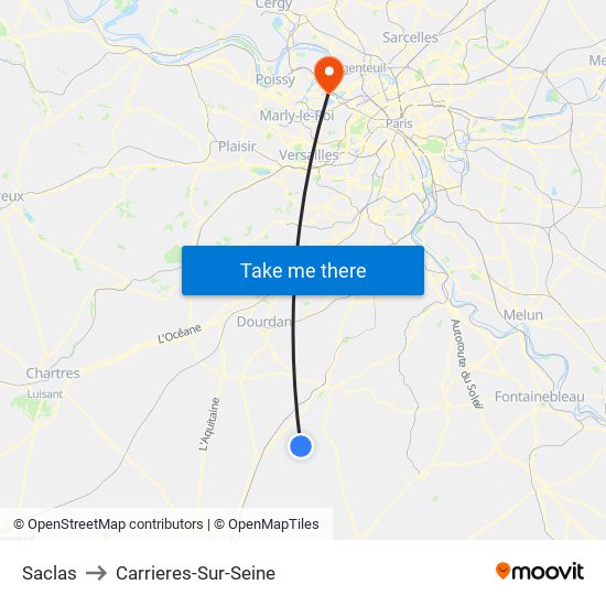 Saclas to Carrieres-Sur-Seine map