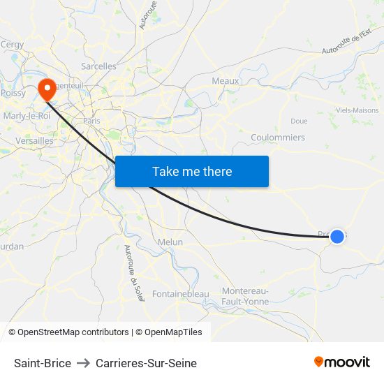 Saint-Brice to Carrieres-Sur-Seine map