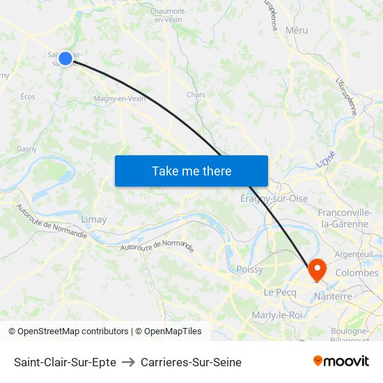 Saint-Clair-Sur-Epte to Carrieres-Sur-Seine map