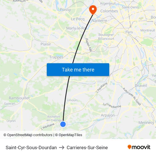 Saint-Cyr-Sous-Dourdan to Carrieres-Sur-Seine map