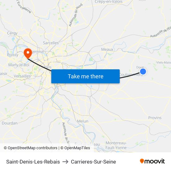 Saint-Denis-Les-Rebais to Carrieres-Sur-Seine map