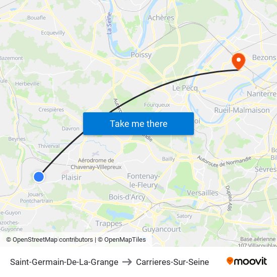 Saint-Germain-De-La-Grange to Carrieres-Sur-Seine map