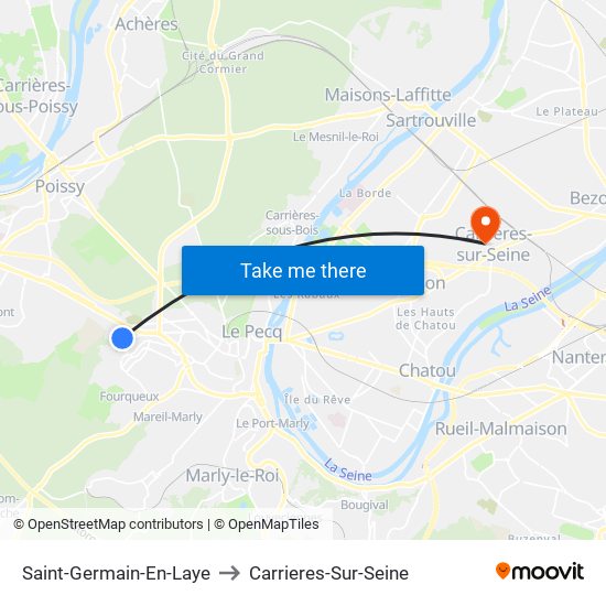 Saint-Germain-En-Laye to Carrieres-Sur-Seine map