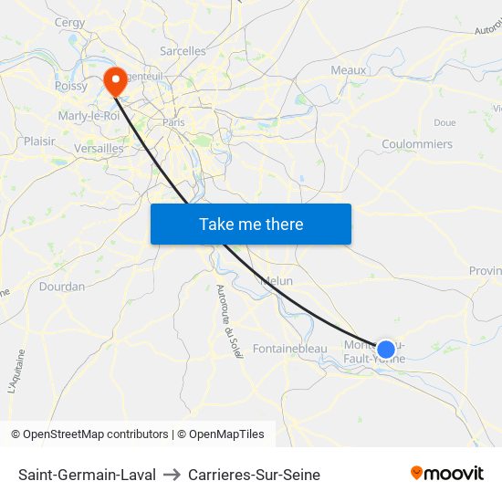 Saint-Germain-Laval to Carrieres-Sur-Seine map