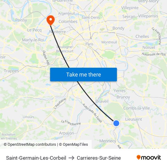 Saint-Germain-Les-Corbeil to Carrieres-Sur-Seine map