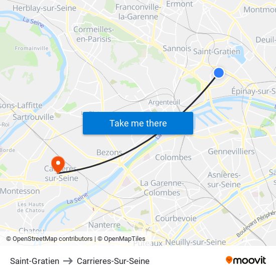 Saint-Gratien to Carrieres-Sur-Seine map