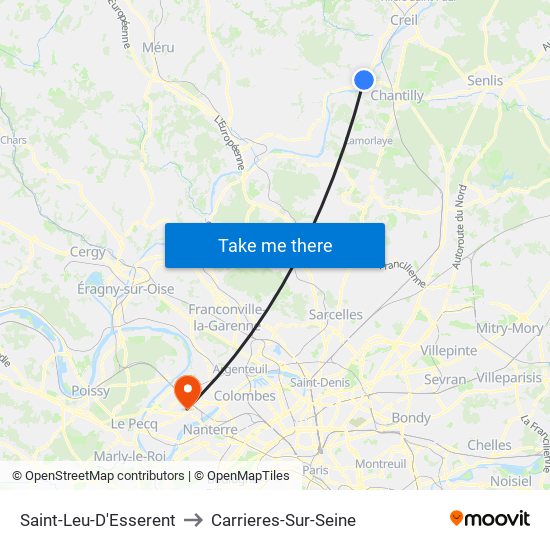Saint-Leu-D'Esserent to Carrieres-Sur-Seine map