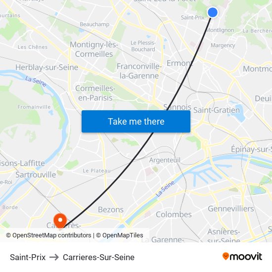 Saint-Prix to Carrieres-Sur-Seine map