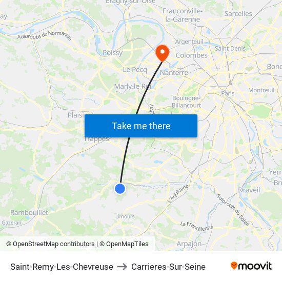Saint-Remy-Les-Chevreuse to Carrieres-Sur-Seine map