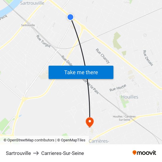 Sartrouville to Carrieres-Sur-Seine map