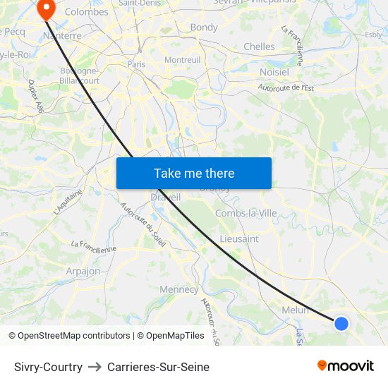 Sivry-Courtry to Carrieres-Sur-Seine map