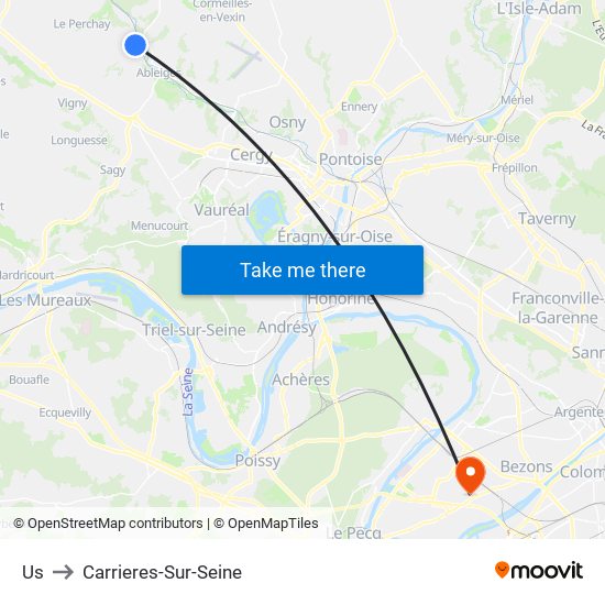 Us to Carrieres-Sur-Seine map