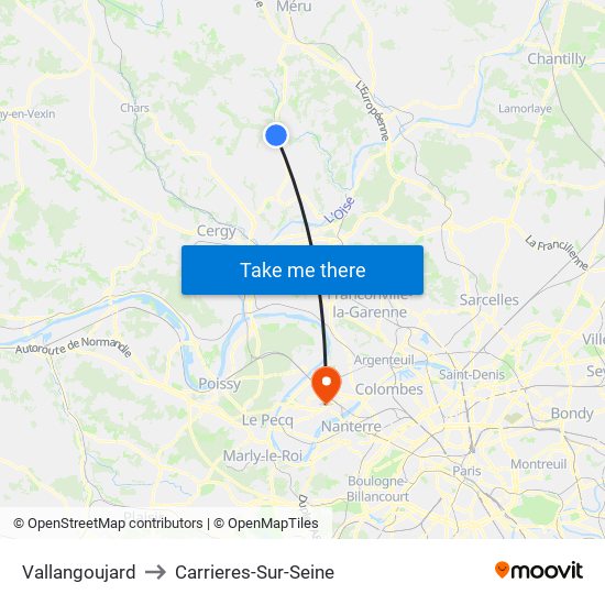 Vallangoujard to Carrieres-Sur-Seine map