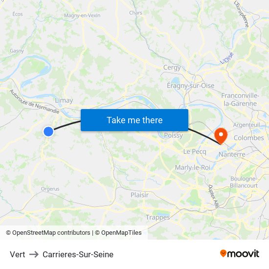 Vert to Carrieres-Sur-Seine map