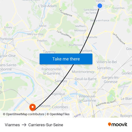 Viarmes to Carrieres-Sur-Seine map