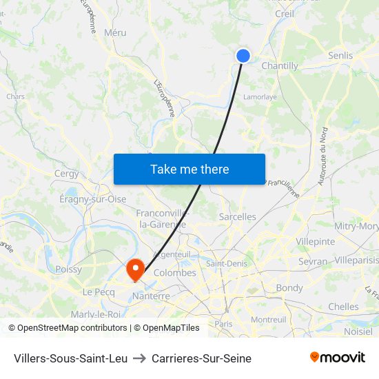 Villers-Sous-Saint-Leu to Carrieres-Sur-Seine map