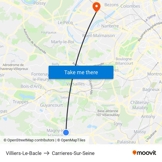 Villiers-Le-Bacle to Carrieres-Sur-Seine map
