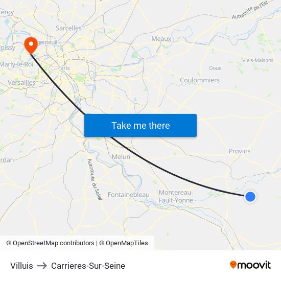 Villuis to Carrieres-Sur-Seine map