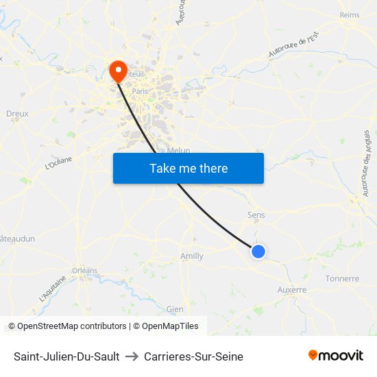 Saint-Julien-Du-Sault to Carrieres-Sur-Seine map
